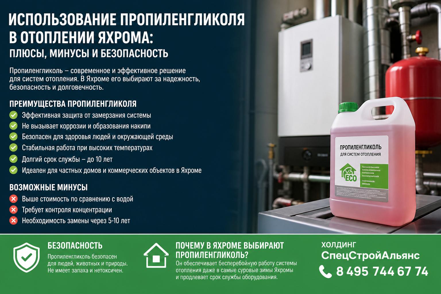 Почему в Яхроме выбирают пропиленгликоль для систем отопления: основные преимущества Почему в Яхроме выбирают пропиленгликоль для систем отопления: основные преимущества