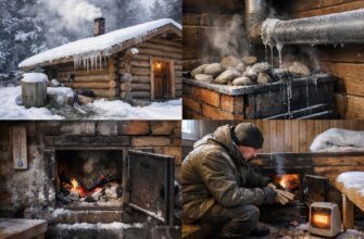 Зимнее отопление бани в Звенигороде