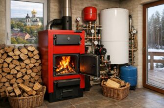 Автономное отопление дровяным котлом в Звенигороде