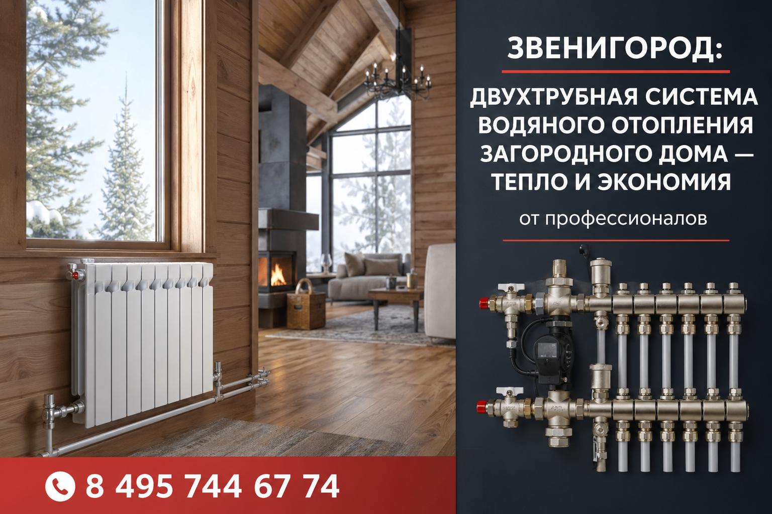 Звенигород: Двухтрубная система водяного отопления загородного дома — тепло и экономия от профессионалов