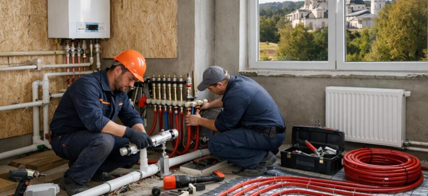 Монтаж труб и установка водяного отопления в Звенигороде