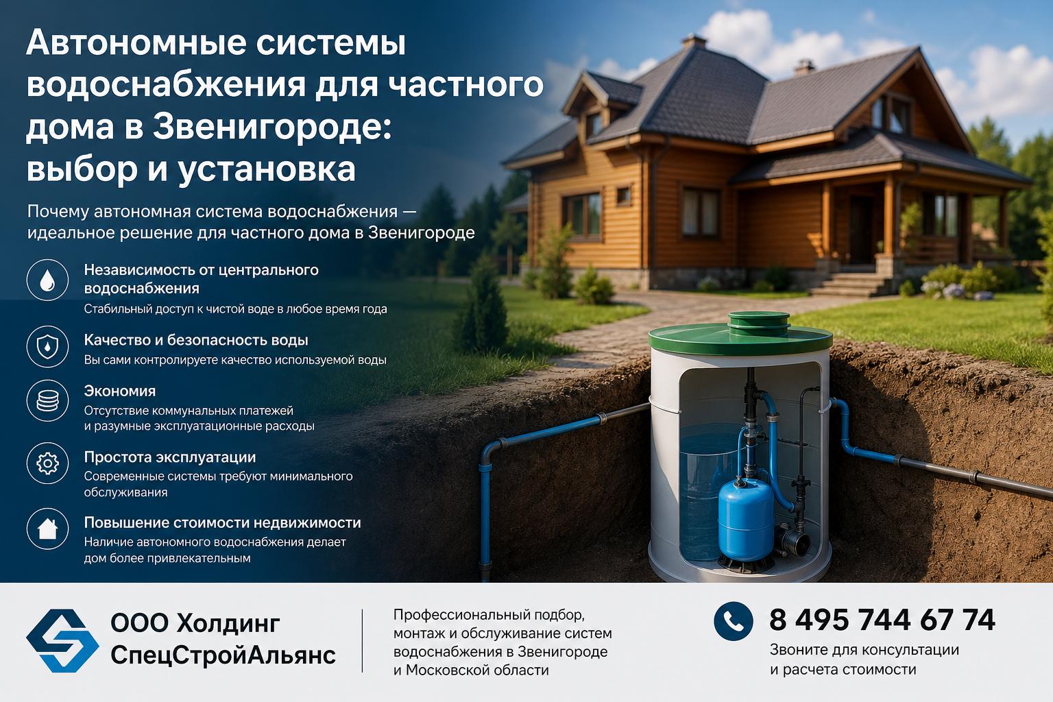 Почему автономная система водоснабжения — идеальное решение для частного дома в Звенигороде Почему автономная система водоснабжения — идеальное решение для частного дома в Звенигороде