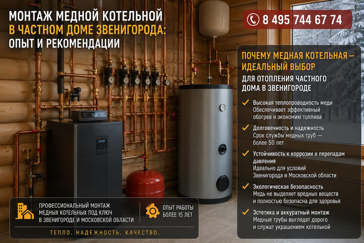 Почему медная котельная — идеальный выбор для отопление частного дома в Звенигороде