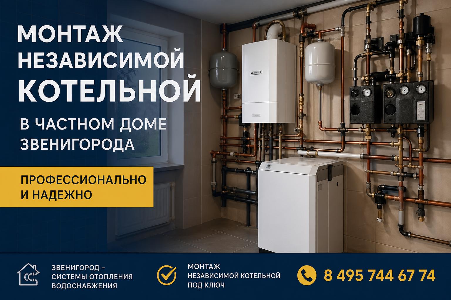 Звенигород - системы отопления водоснабжения 8 495 744 67 74: монтаж независимой котельной под ключ
