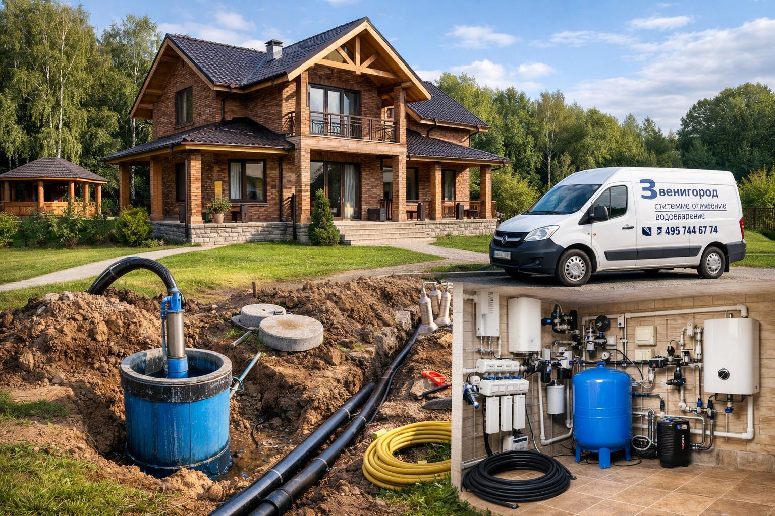 Звенигород Водоснабжение коттеджа под ключ — комплексные услуги от «Звенигород - системы отопления водоснабжения 8 495 744 67 74»