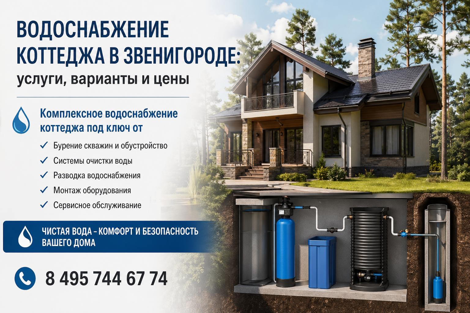 Комплексное водоснабжение коттеджа под ключ от