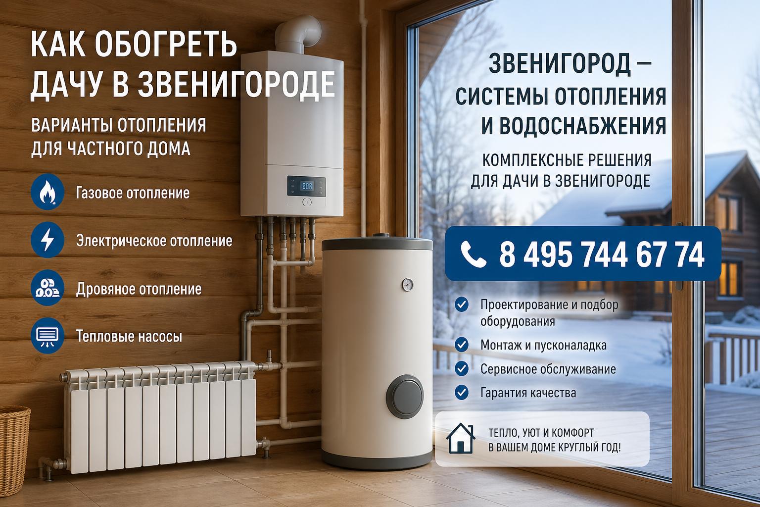 Звенигород — системы отопления и водоснабжения 8 495 744 67 74: комплексные решения для дачи в Звенигороде