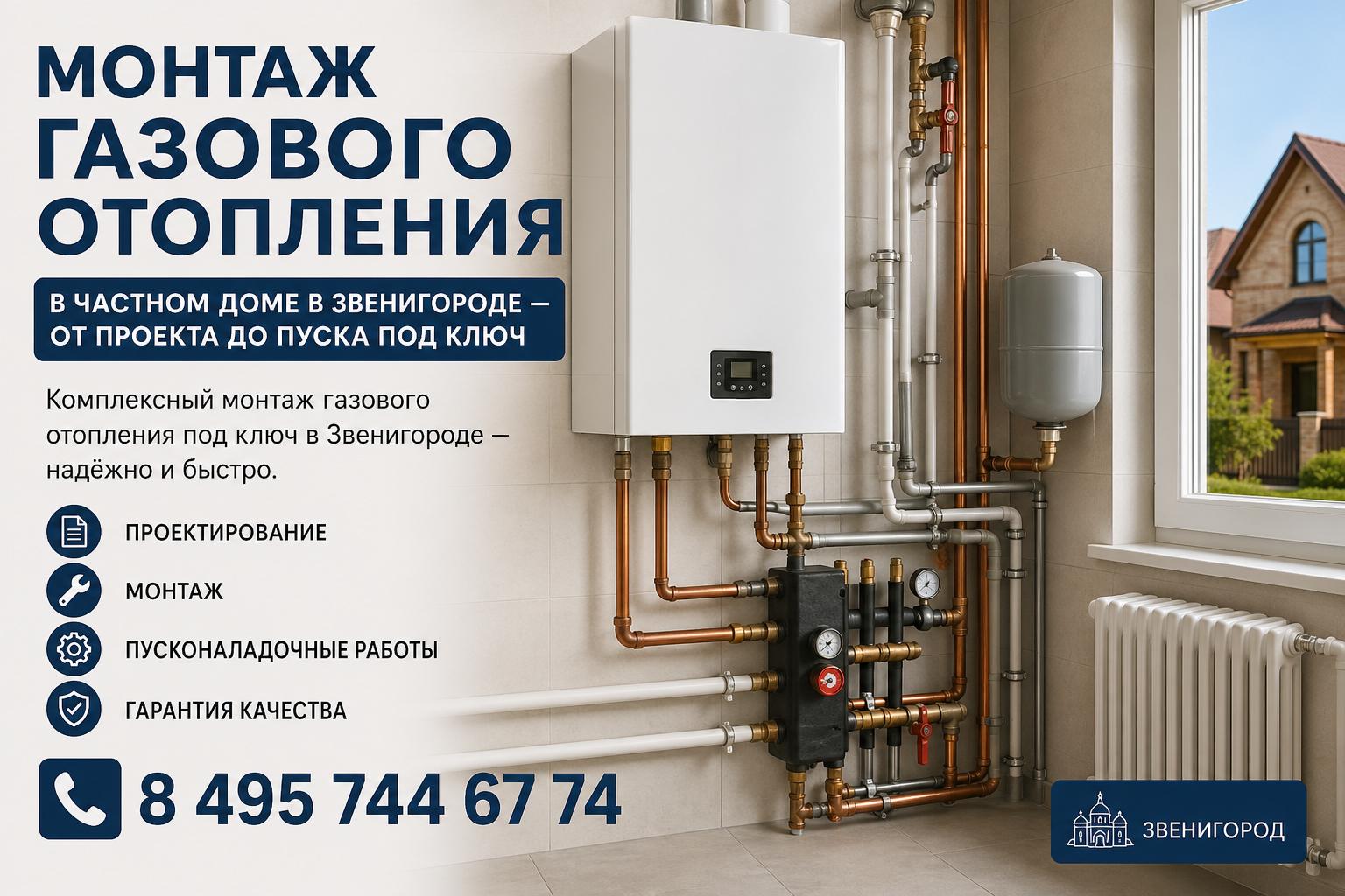 Комплексный монтаж газового отопления под ключ в Звенигороде — надёжно и быстро