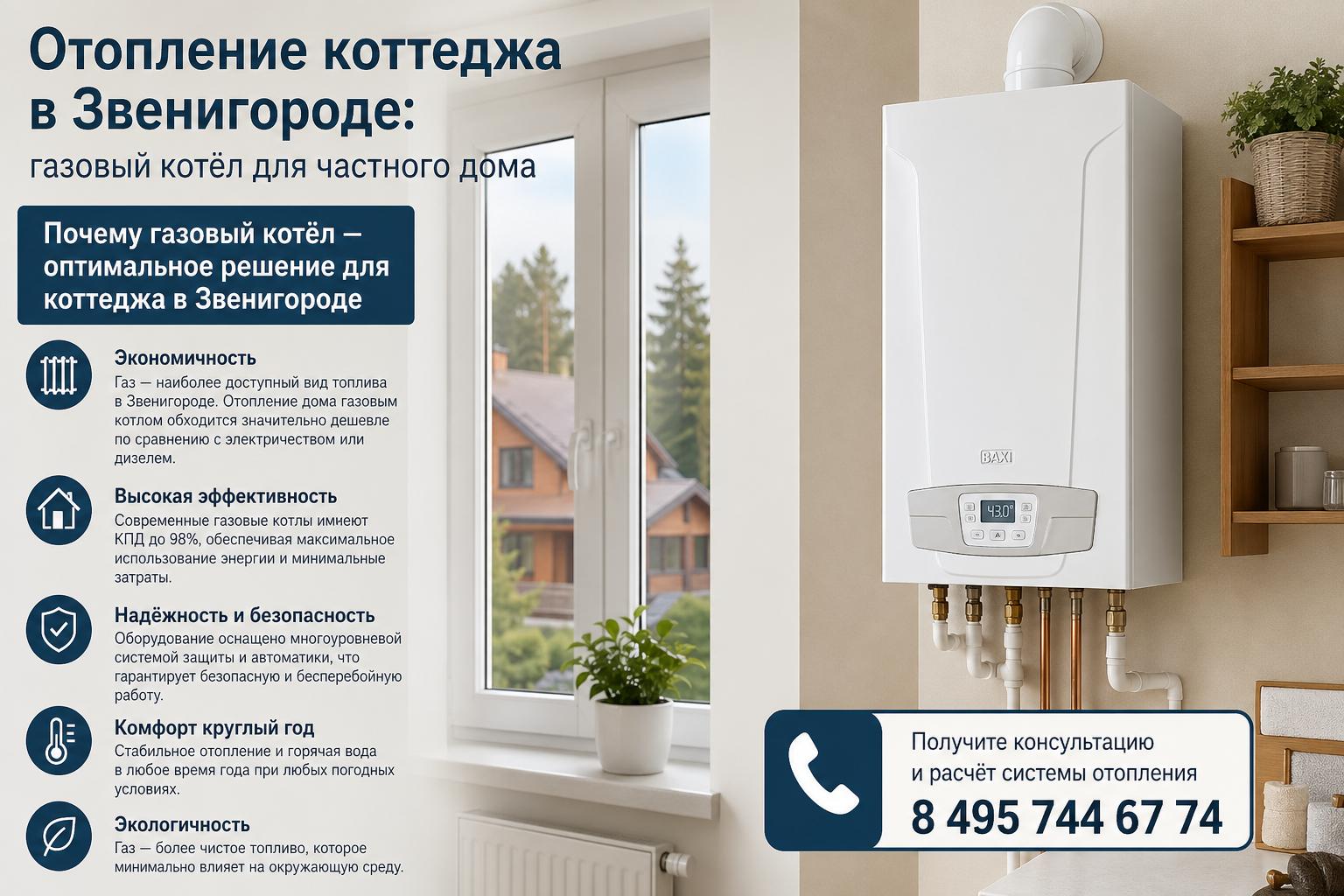 Почему газовый котёл — оптимальное решение для коттеджа в Звенигороде