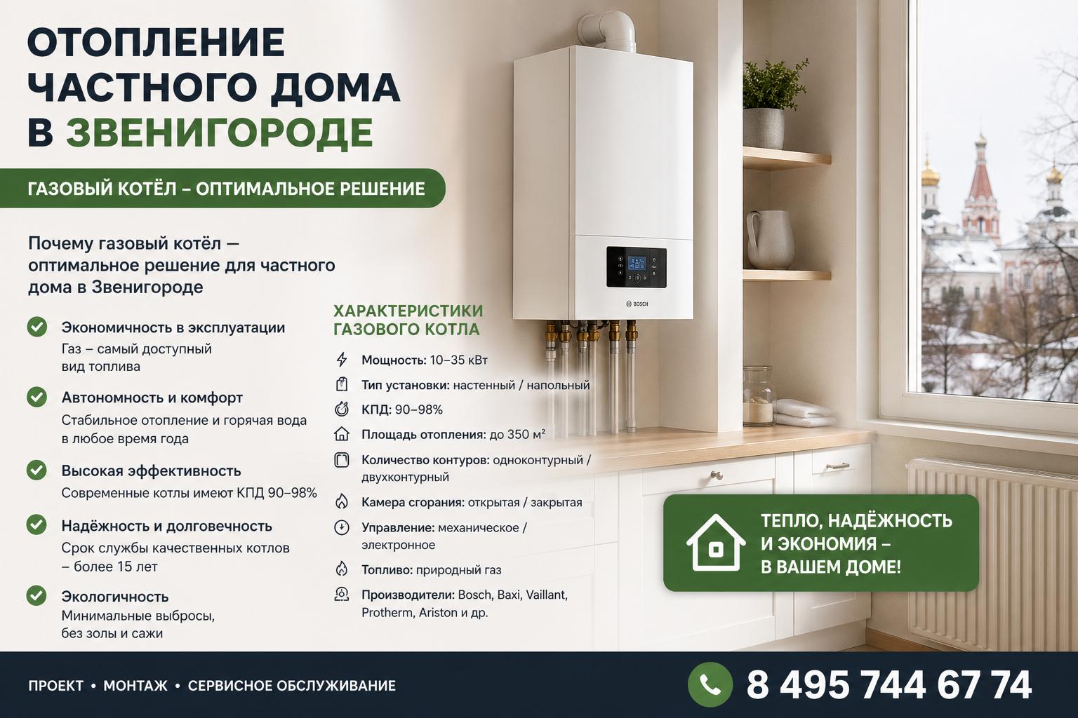 Почему газовый котёл — оптимальное решение для частного дома в Звенигороде