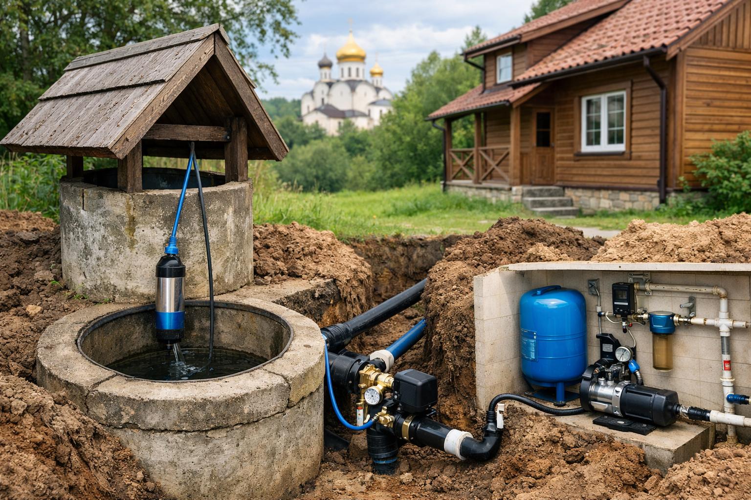 Звенигород Водоснабжение коттеджа из колодца — профессиональный сервис под ключ