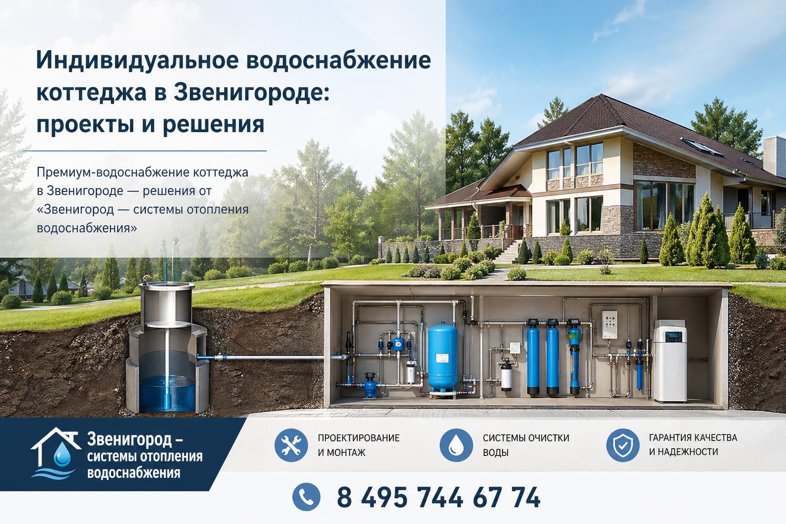 Премиум-водоснабжение коттеджа в Звенигороде — решения от «Звенигород — системы отопления водоснабжения» 8 495 744 67 74