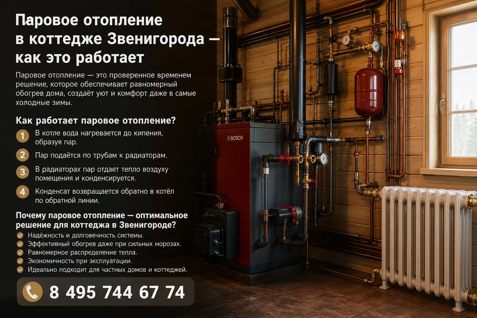 Почему паровое отопление — оптимальное решение для коттеджа в Звенигороде