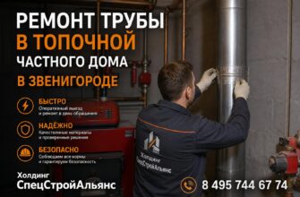 Ремонт трубы в топочной частного дома в Звенигороде