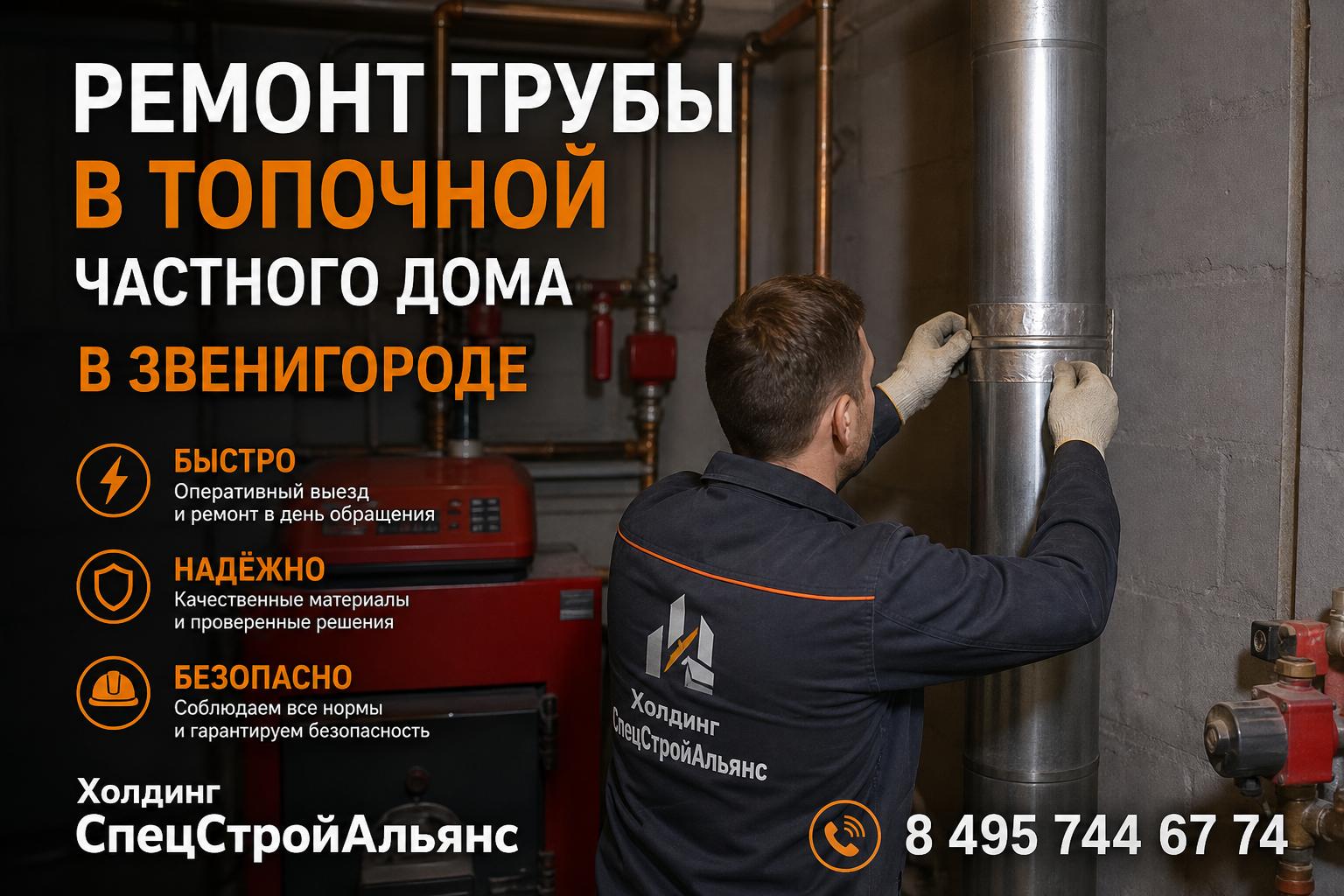 Экспресс-ремонт трубы в топочной частного дома в Звенигороде — быстро и без лишних хлопот Экспресс-ремонт трубы в топочной частного дома в Звенигороде — быстро и без лишних хлопот