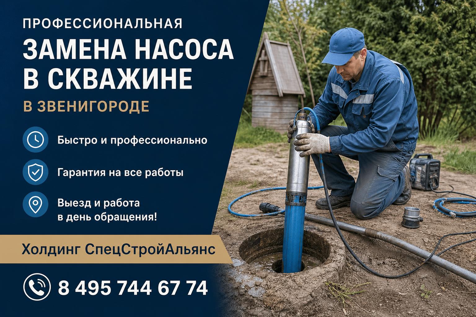 Быстрая замена насоса в скважине — выезд и работа в день обращения! Быстрая замена насоса в скважине — выезд и работа в день обращения!