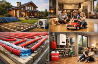 Комбинированное отопление коттеджа тёплыми полами на антифризе