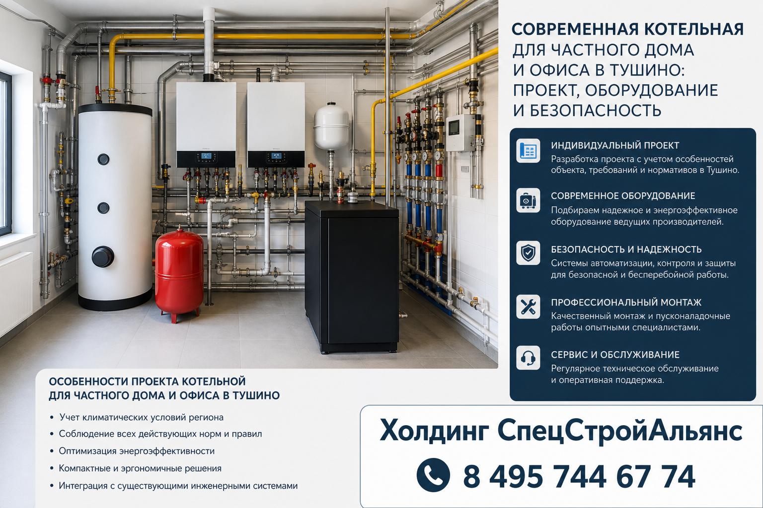 Особенности проекта котельной для частного дома и офиса в Тушино