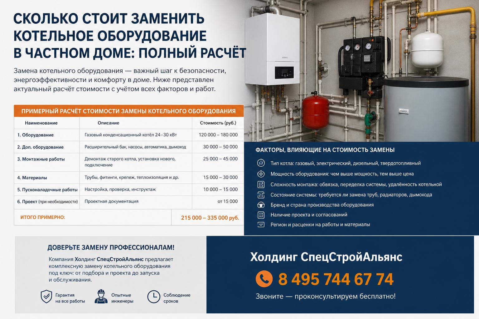 Факторы, влияющие на стоимость замены котельного оборудования