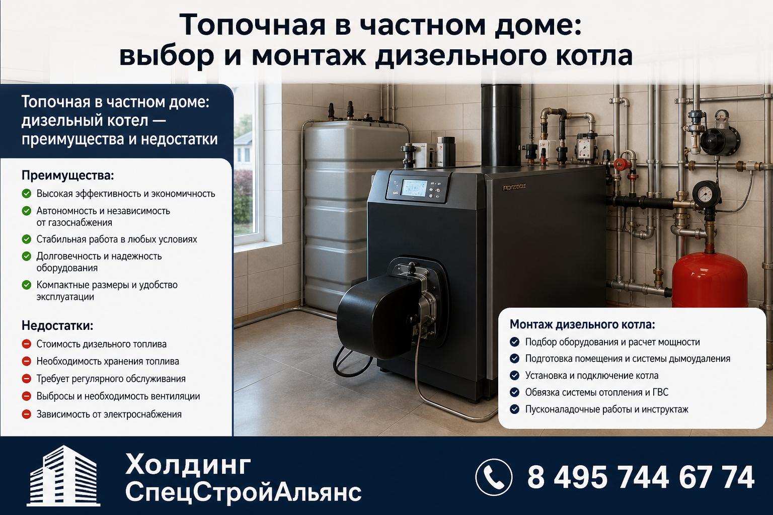 Топочная в частном доме: дизельный котел — преимущества и недостатки