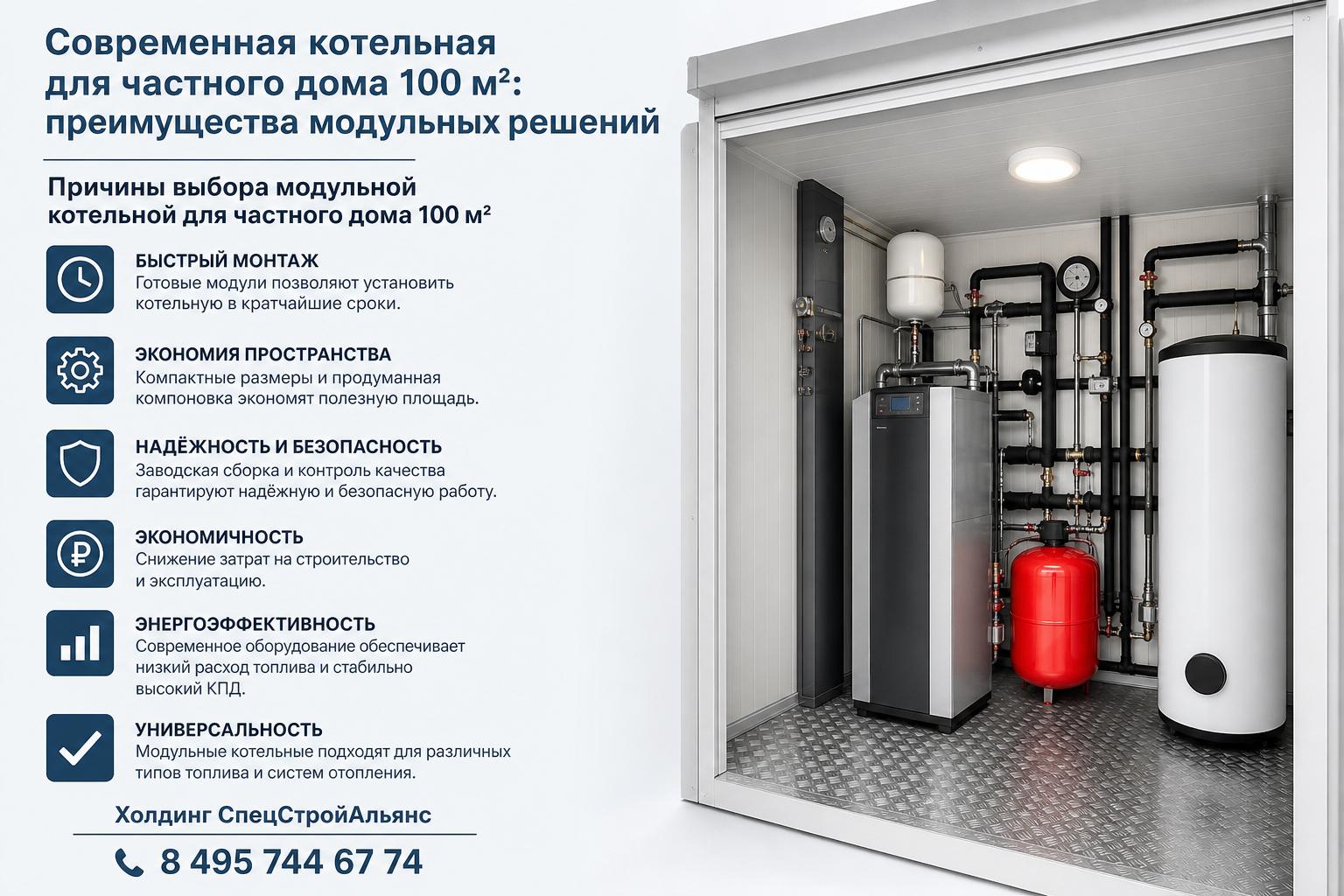 Причины выбора модульной котельной для частного дома 100 м²