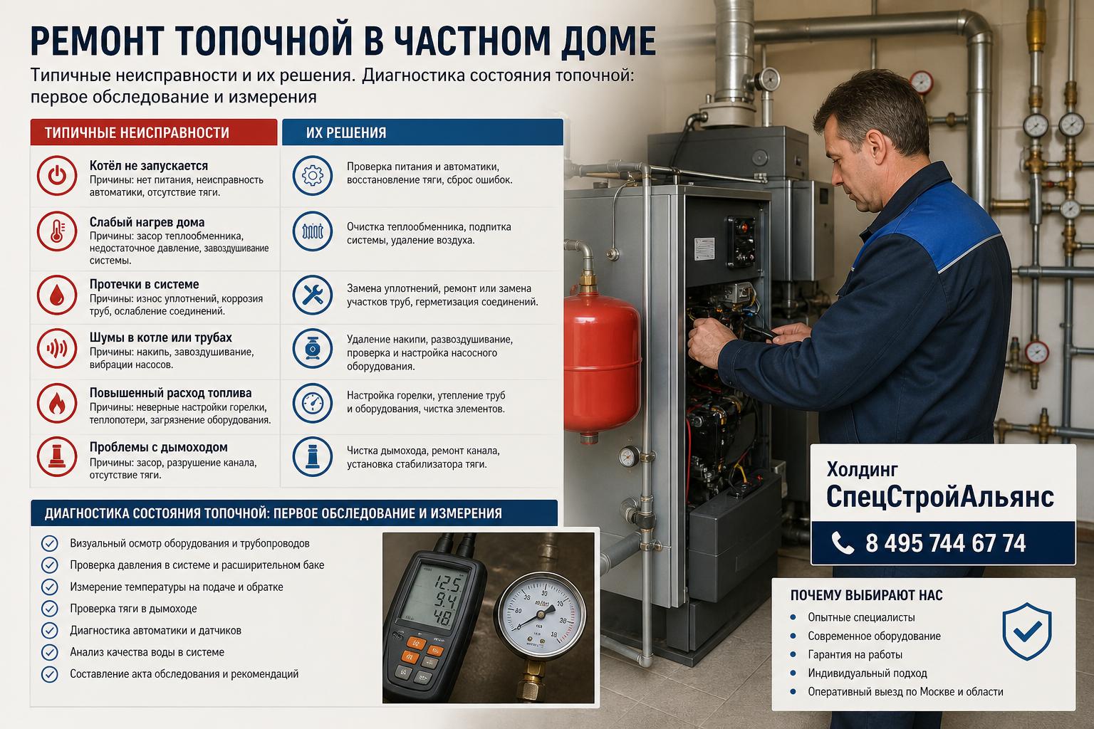 Диагностика состояния топочной: первое обследование и измерения Диагностика состояния топочной: первое обследование и измерения
