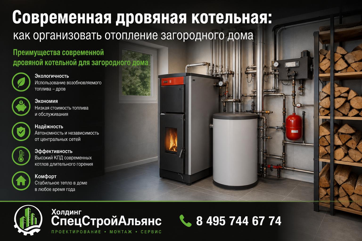 Преимущества современной дровяной котельной для загородного дома