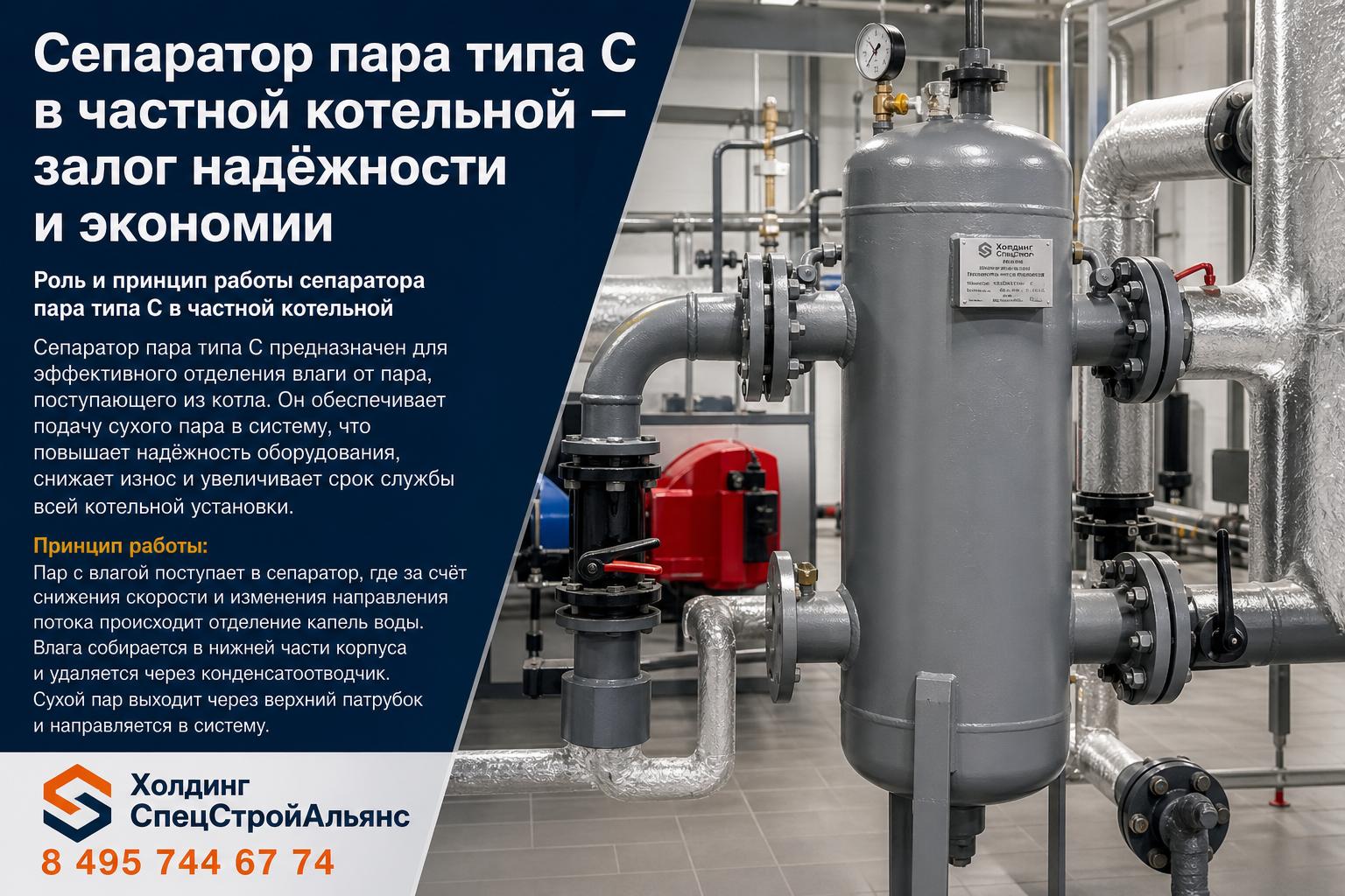 Роль и принцип работы сепаратора пара типа С в частной котельной