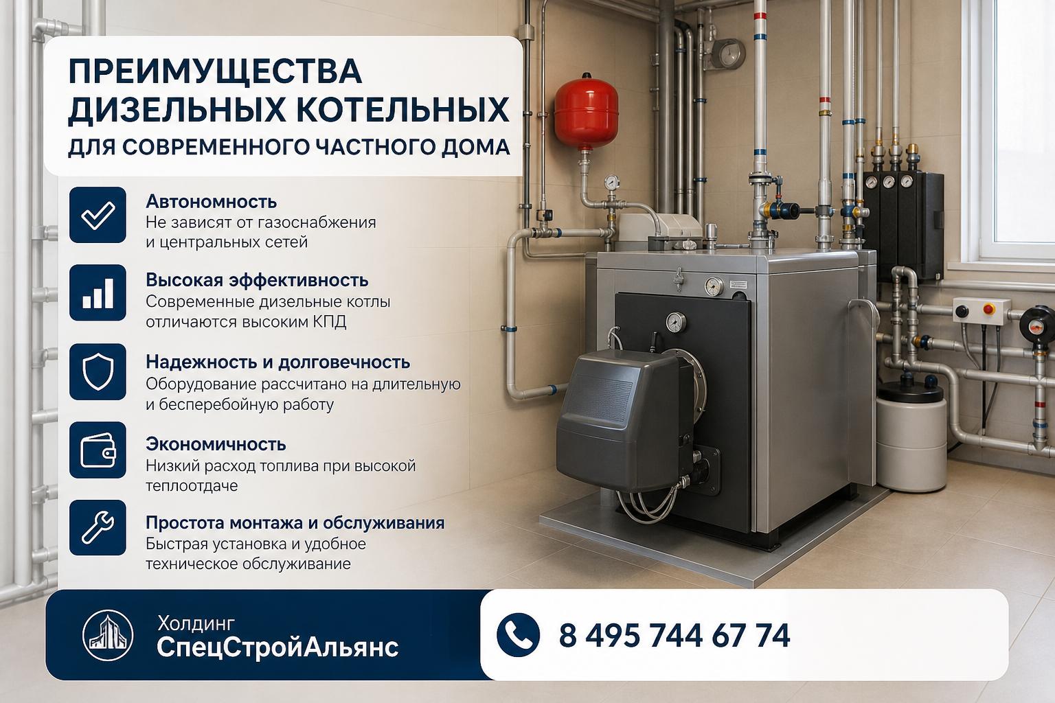 Преимущества дизельных котельных для частного дома