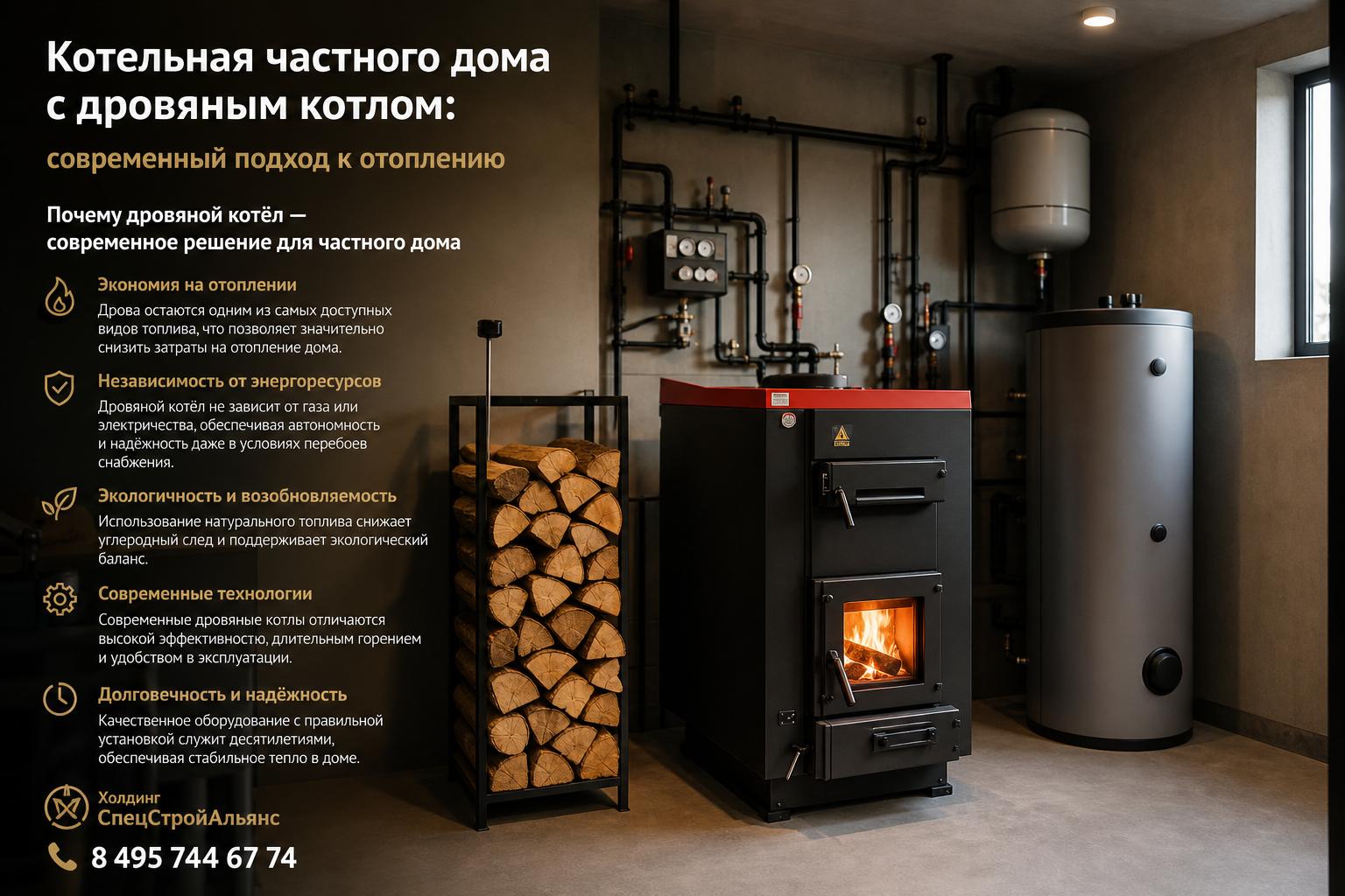 Почему дровяной котёл — современное решение для частного дома