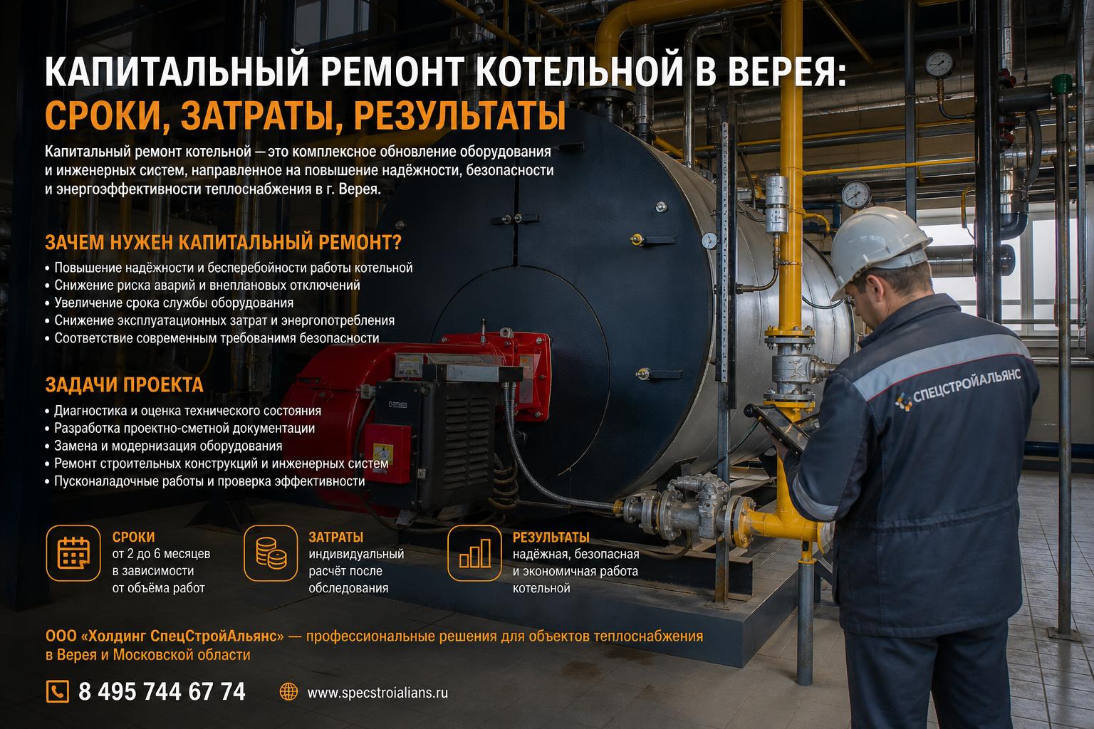 Ремонт котельной Верея: зачем нужен капитальный ремонт и задачи проекта
