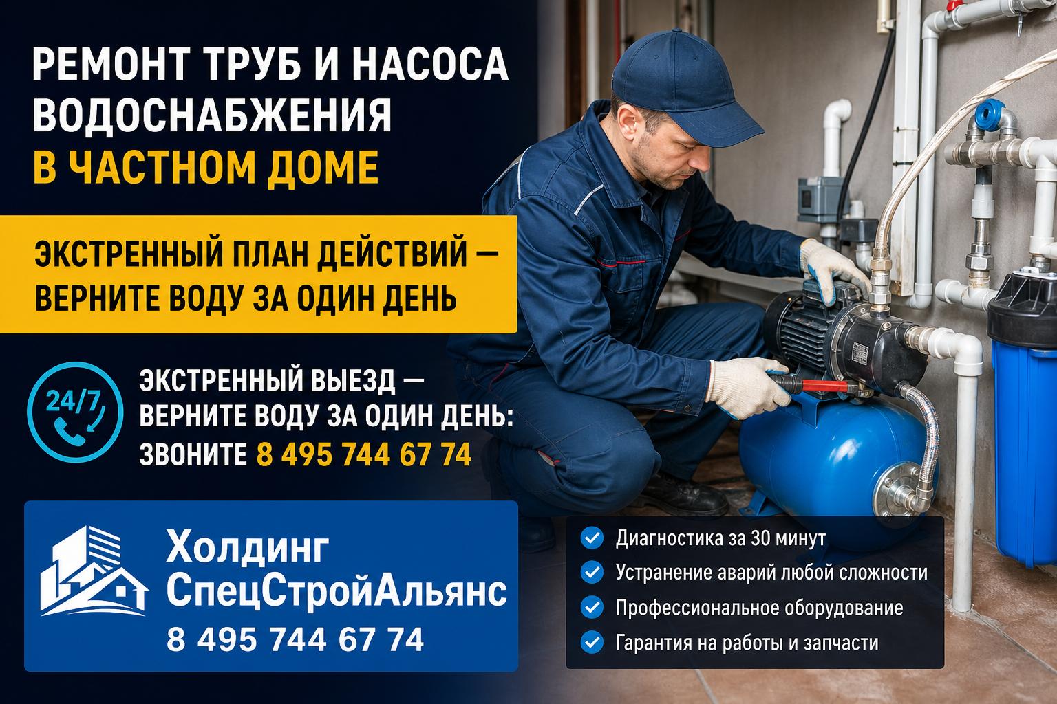Экстренный выезд — верните воду за один день: звоните 8 495 744 67 74 Экстренный выезд — верните воду за один день: звоните 8 495 744 67 74