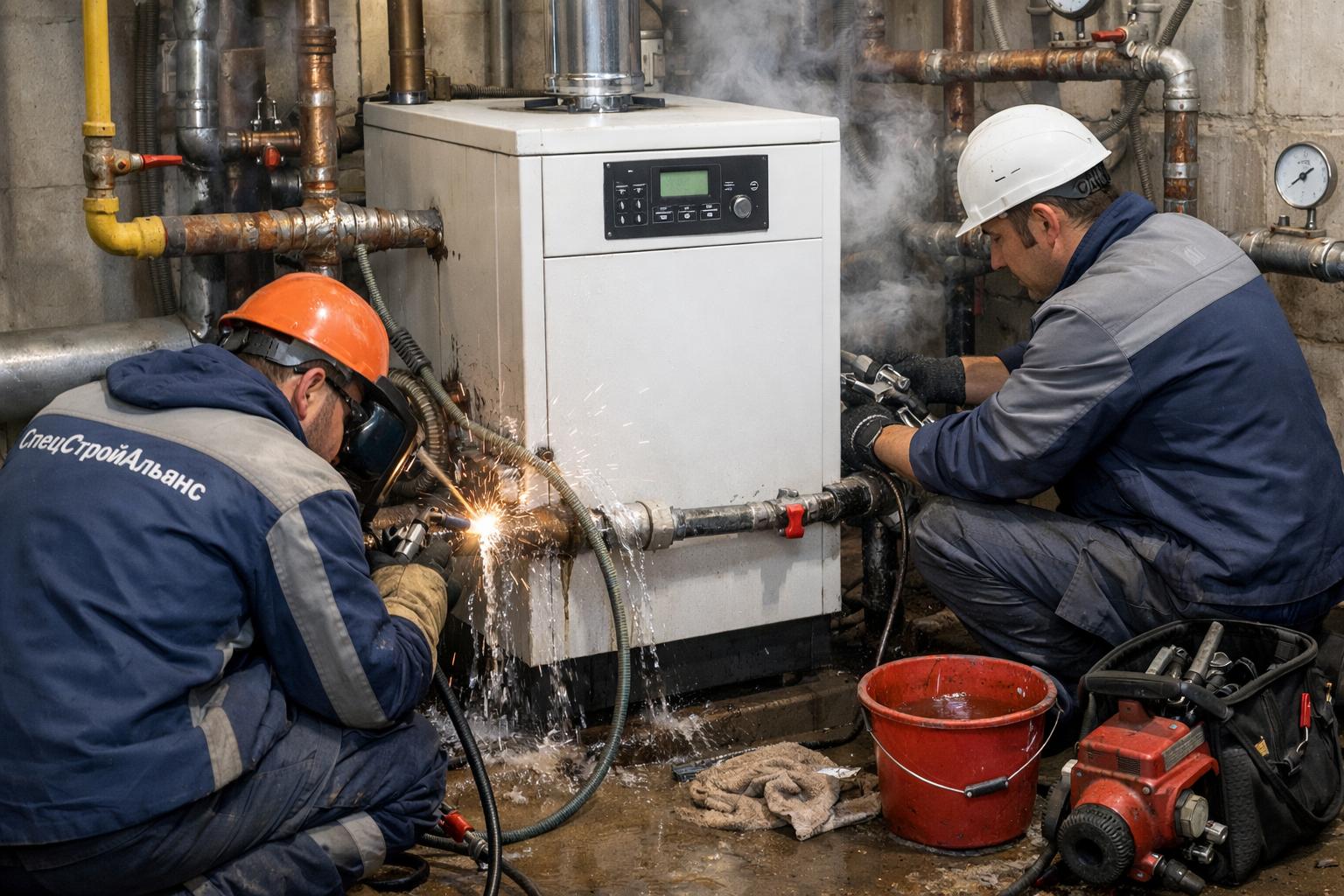 Ремонт труб котельной: напольный газовый котел — срочный возврат в строй от ООО Холдинг СпецСтройАльянс Ремонт труб котельной: напольный газовый котел — срочный возврат в строй от ООО Холдинг СпецСтройАльянс