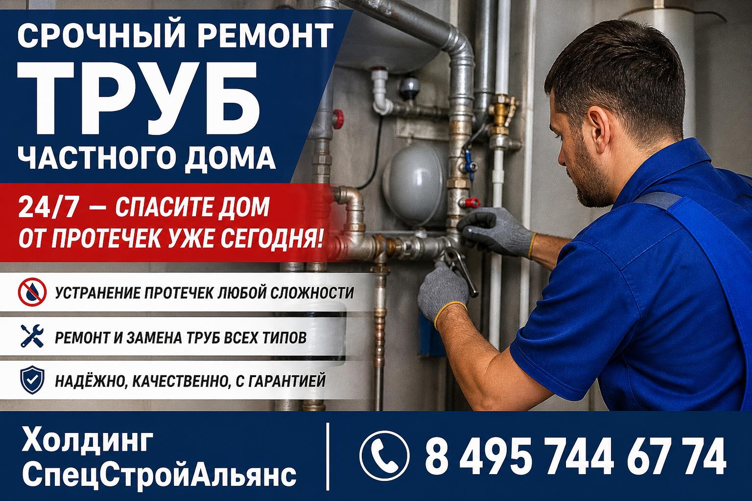 Срочный ремонт труб частного дома 24/7 — спасите дом от протечек уже сегодня! Срочный ремонт труб частного дома 24/7 — спасите дом от протечек уже сегодня!