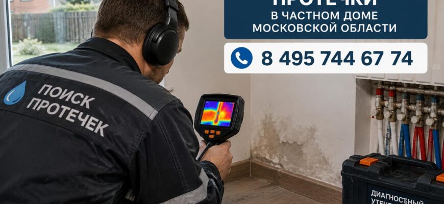 Поиск скрытой протечки в частном доме Московской области: найдём и устраним за 1 выезд, без разрушения стен