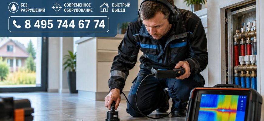 Поиск скрытой протечки в частном доме Московской области: находим течь без вскрытия стен и устраняем за один выезд