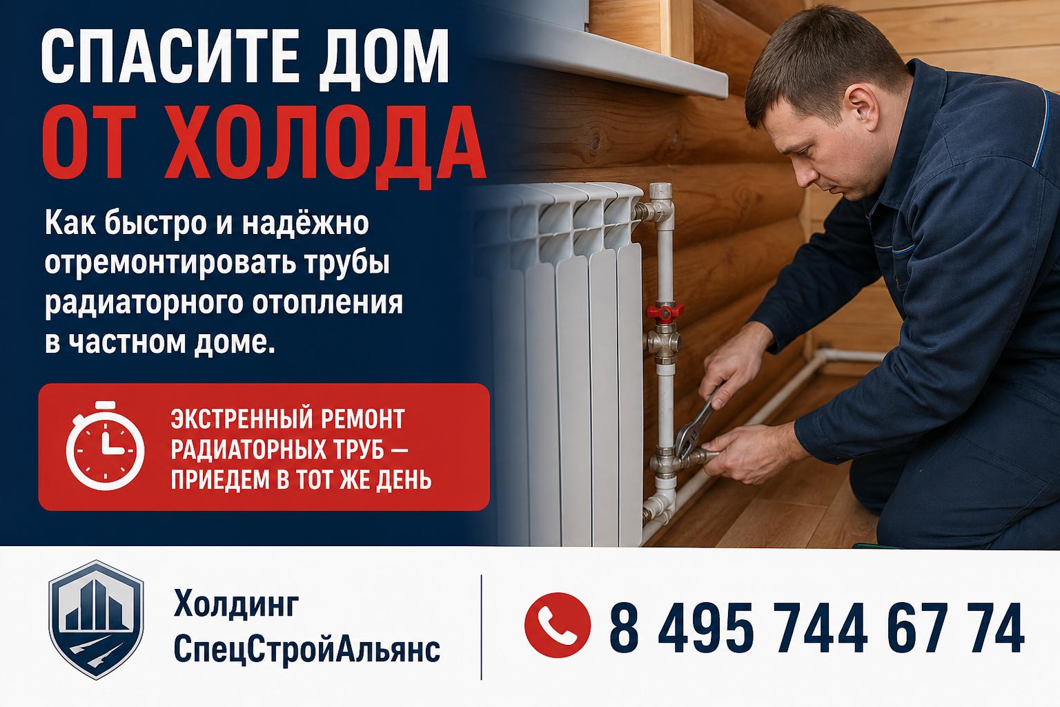 Экстренный ремонт радиаторных труб — приедем в тот же день Экстренный ремонт радиаторных труб — приедем в тот же день