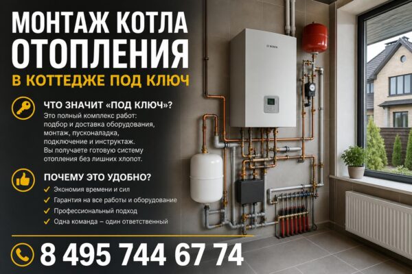 Монтаж котла отопления в коттедже под ключ