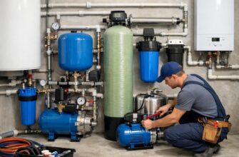 Монтаж труб, насосов и фильтров в частном доме