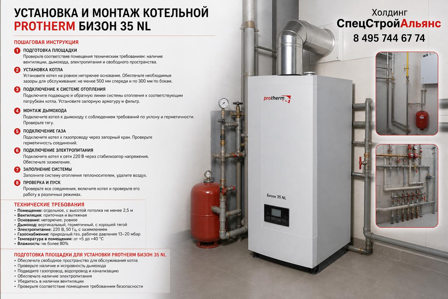 Технические требования и подготовка площадки для установки Protherm Бизон 35 NL