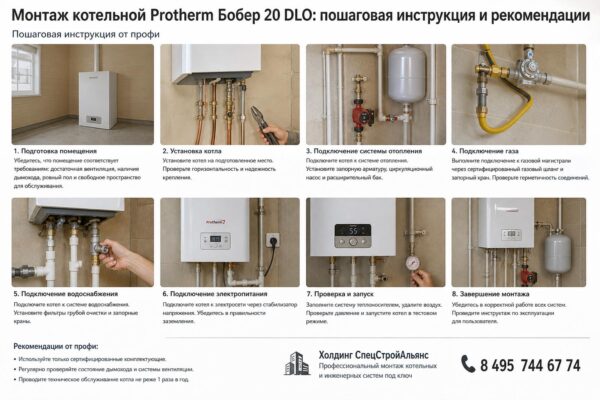 Монтаж котельной Protherm Бобер 20 DLO