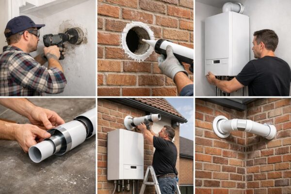 Монтаж котла с коаксиальным дымоходом