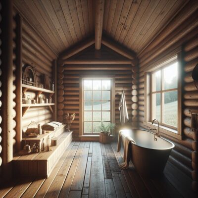 Ванная комната в деревянном доме в Волоколамском районе