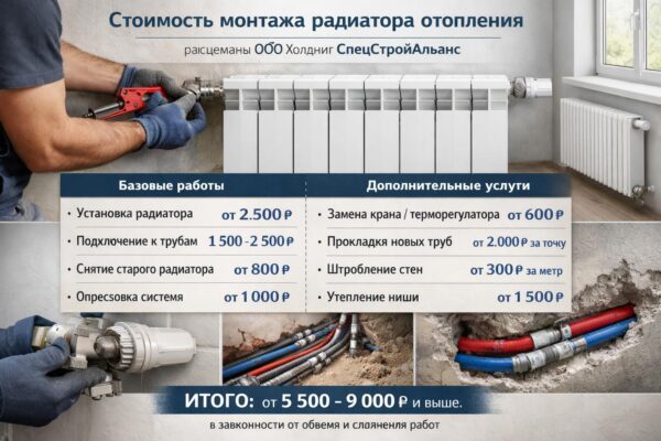 Стоимость монтажа радиатора отопления в частном доме
