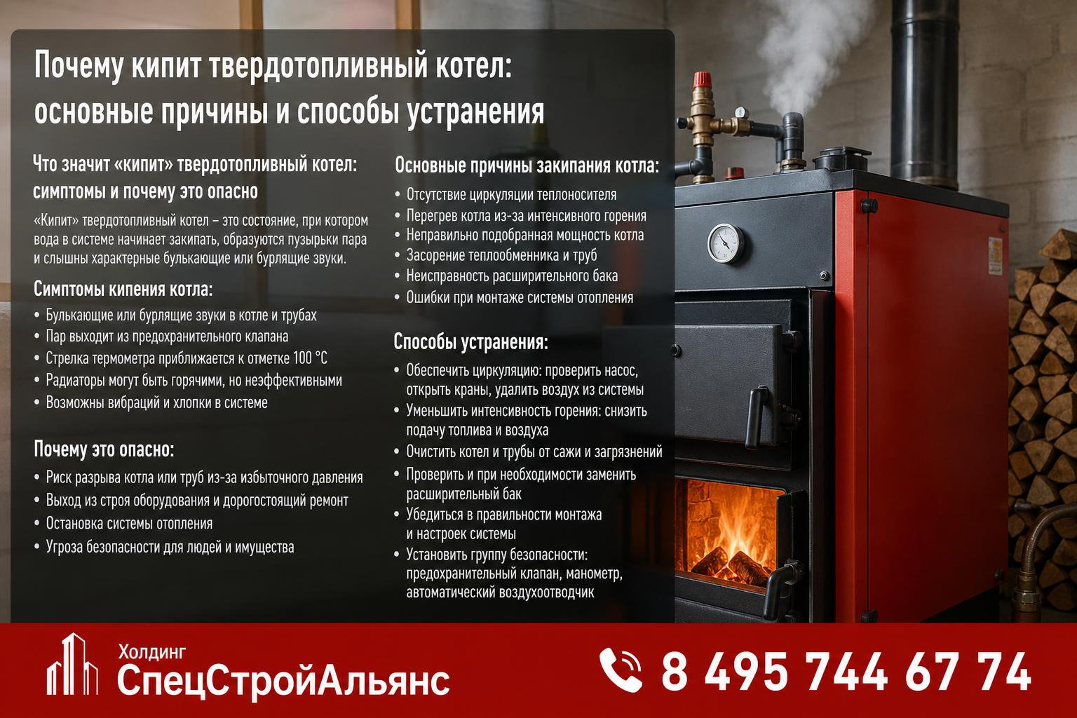 Что значит «кипит» твердотопливный котел: симптомы и почему это опасно