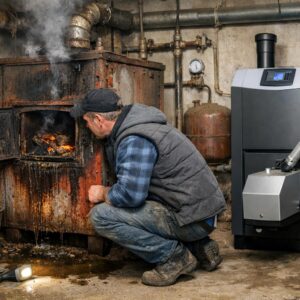 Замена дровяного котла