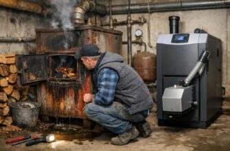 Замена дровяного котла