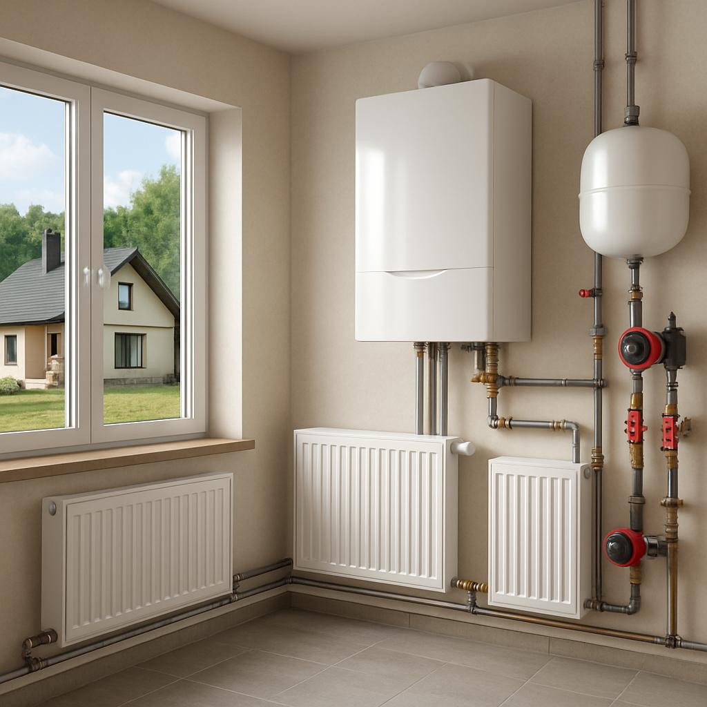 Комбинированное радиаторное отопление коттеджа