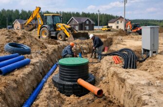 Монтаж коммуникаций в ДНП «Покровские дали» (Деденево, Дмитровский р‑н, Московская обл.)
