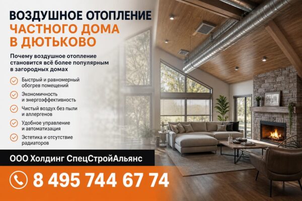 Воздушное отопление частного дома в Дютьково